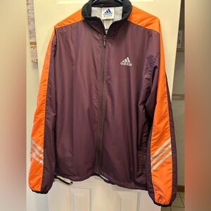 Adidas Men's Windbreaker in Maroon and Orange